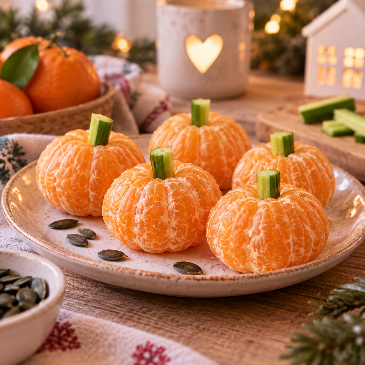Mandarinen-Kürbisse zu Halloween